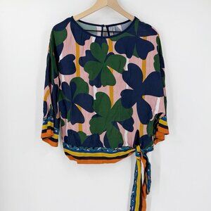 Anthropologie Blank London Florence Floral Tie Waist Top S Work Office Casual